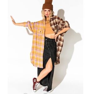 Dressed in LALA Plaid Tunic - Yellow and Brown